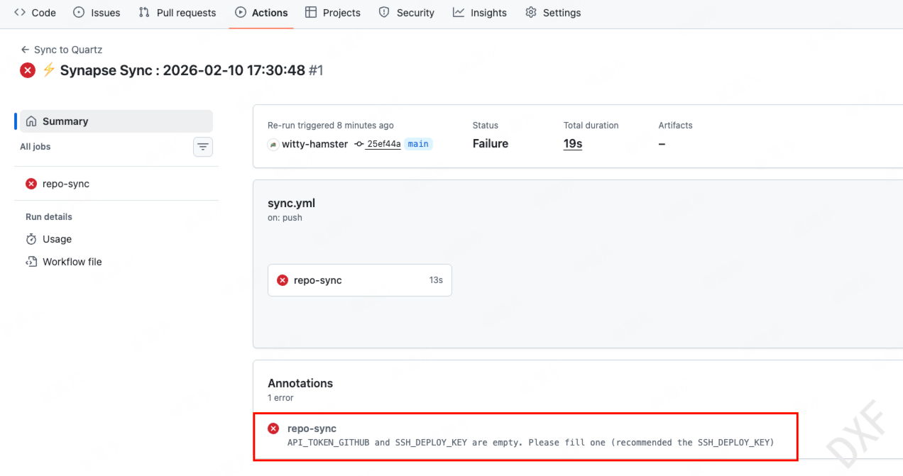 使用 Action 流水线部署失败问题